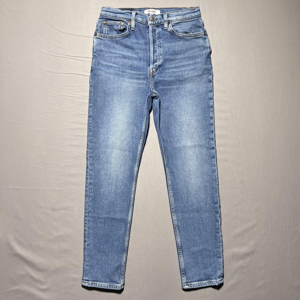 RE/DONE 90s High Rise Ankle Crop Jeans Womens 27 Straight Button Fly Made Turkey